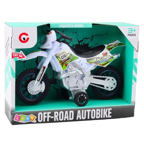 Motor Crossowy Off-Road Napęd Światła Dźwięki Biały