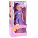 Lalka W Sukience z Koroną Długie Włosy Fioletowa Szczotka 38cm