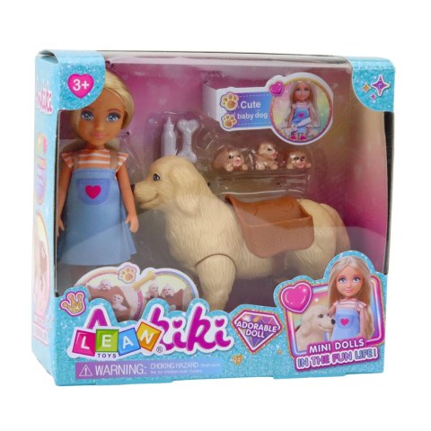 Zestaw Mini Laleczka Ankiki Pies Z Torbą Szczeniaczki Kość