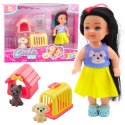Zestaw Mini Laleczka W Sukience Pieski Buda Transporter