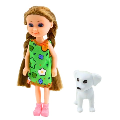Zestaw Mini Laleczka W Sukience Z Pieskiem 14,5cm Mix
