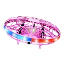 Dron UFO Sterowany Ręką RC Światła LED Różowy
