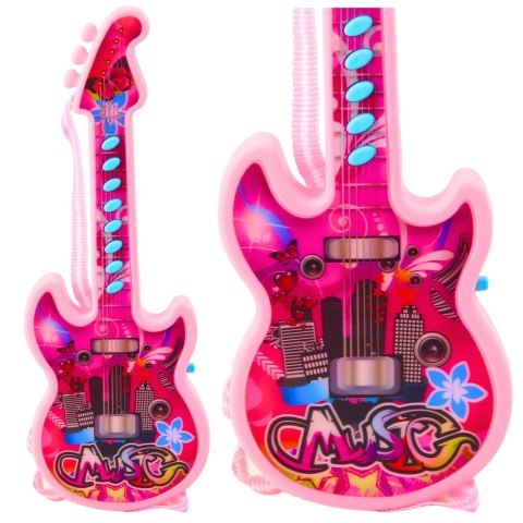 Gitara Elektryczna Dla Dzieci Melodie Gama Solmizacyjna Różowa 29cm