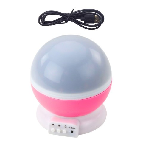 Projektor Gwiazd Obrotowy 360° LED Lampka Nocna Różowy