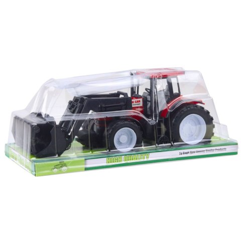 Traktor Pojazd Rolniczy Farmerski Z Chwytakiem Czerwony