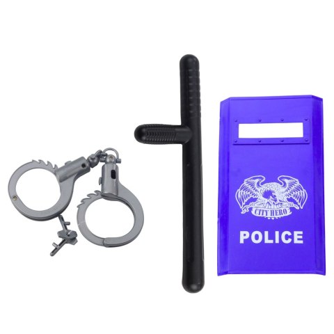 Zestaw Policyjny Dla Dzieci Kask Pistolet Kajdanki Akcesoria 9 el.