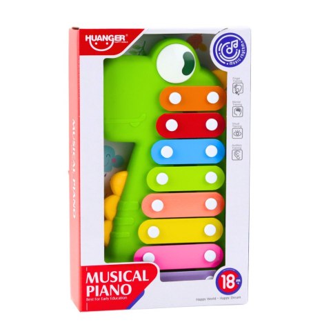 Cymbałki Instrument Muzyczny Dla Malucha 8 Płytek Dinozaur Zielony