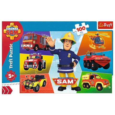 Puzzle - 100 - Pojazdy Strażaka Sama - Trefl 16354