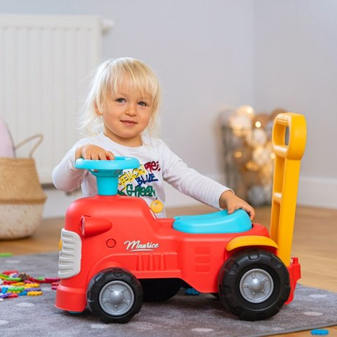 FALK Maurice Traktorek Jeździk Czerwony Pchacz Odpychacz Schowek od 1 roku