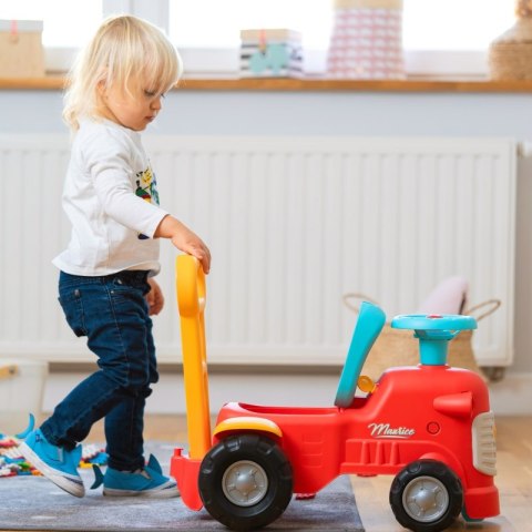 FALK Maurice Traktorek Jeździk Czerwony Pchacz Odpychacz Schowek od 1 roku