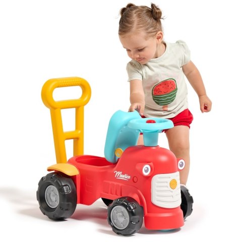 FALK Maurice Traktorek Jeździk Czerwony Pchacz Odpychacz Schowek od 1 roku