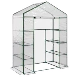 Mini Szklarnia Balkonowa Ogrodowa 4 Półki Metalowe Folia PVC 195 x 143 x 73cm