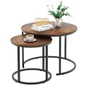 Zestaw Okrągłe Stoliki Kawowe 3w1 Vintage Naturalne Drewno 51cm 40cm 30cm