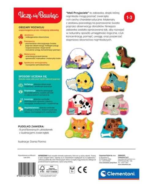 Puzzle Mali Przyjaciele Zwierzątka Farma Uczę się Bawiąc Język Polski Clementoni 50761