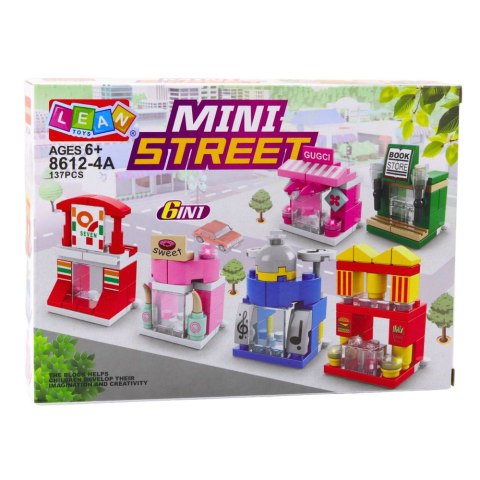 Klocki Konstrukcyjne Mini Street 6w1 Miasteczko Sklepy Budynki 137 el.