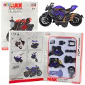 Motocykl Do Składania Skręcania Metal 1:14 DIY Czarno-Niebieski