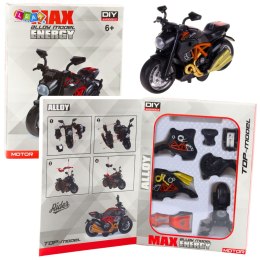 Motocykl Do Składania Skręcania Metal 1:14 DIY Czarno-Pomarańczowy