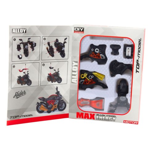 Motocykl Do Składania Skręcania Metal 1:14 DIY Czarno-Pomarańczowy