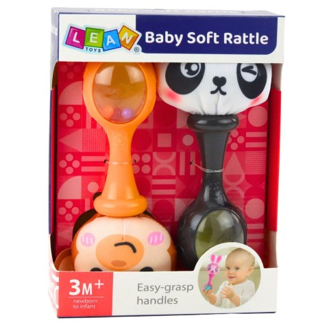 Zestaw Grzechotki Sensoryczne Z Miękką Piłeczką Małpka Panda 2szt