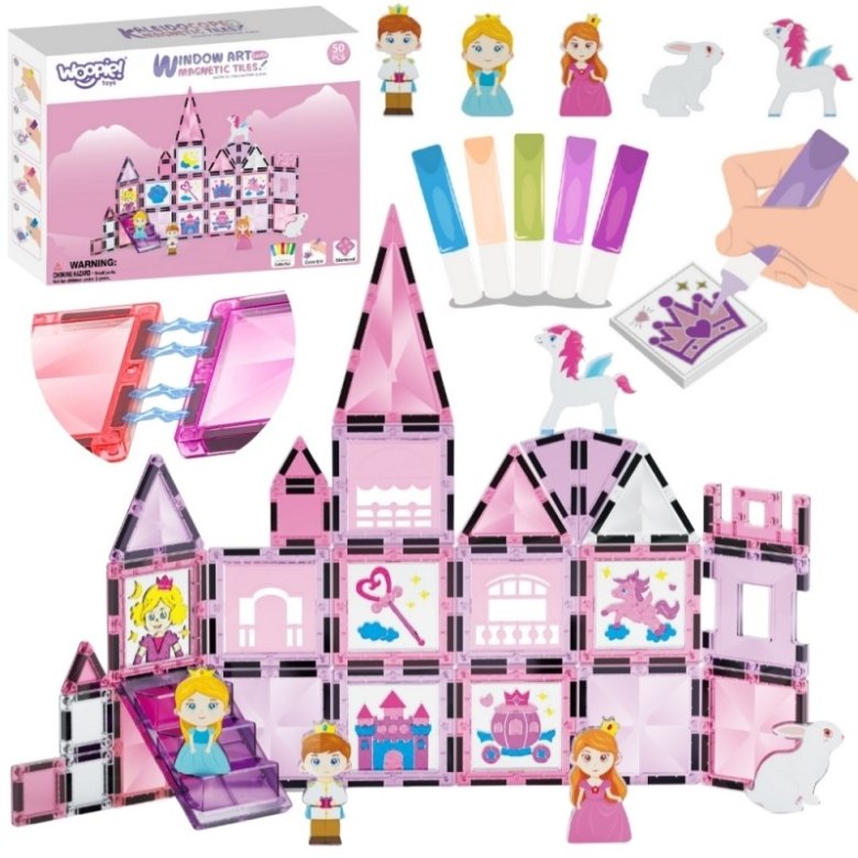 Woopie Klocki Magnetyczne &ndash; Zestaw Zamek Księżniczki 50 el.