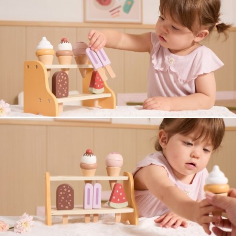 VIGA Drewniana Lodziarnia Sklepik Zestaw z Lodami 6 szt Lodów 18m+