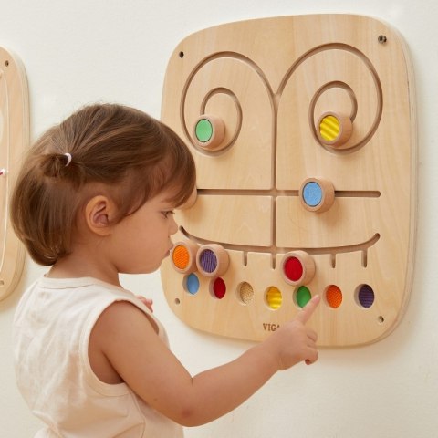 VIGA Drewniana Tablica Manipulacyjna Sensoryczna Labirynt Dotknij i Dopasuj 2+