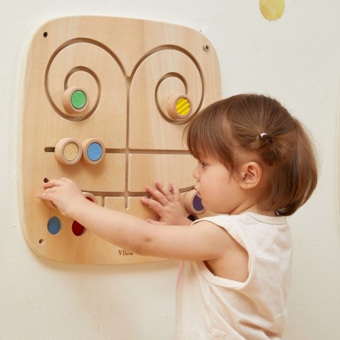 VIGA Drewniana Tablica Manipulacyjna Sensoryczna Labirynt Dotknij i Dopasuj 2+