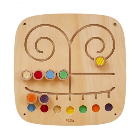 VIGA Drewniana Tablica Manipulacyjna Sensoryczna Labirynt Dotknij i Dopasuj 2+