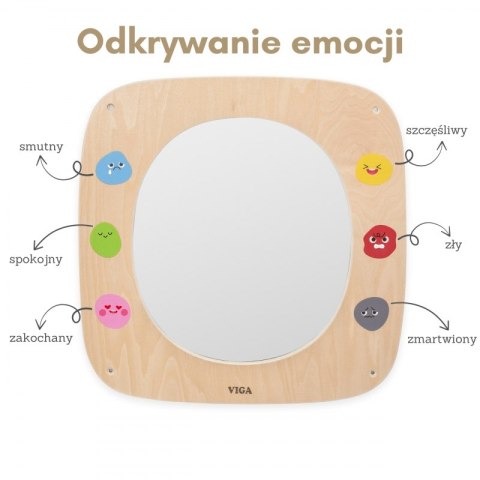 VIGA Drewniana Tablica z Lustrem i Emotkami 12m+