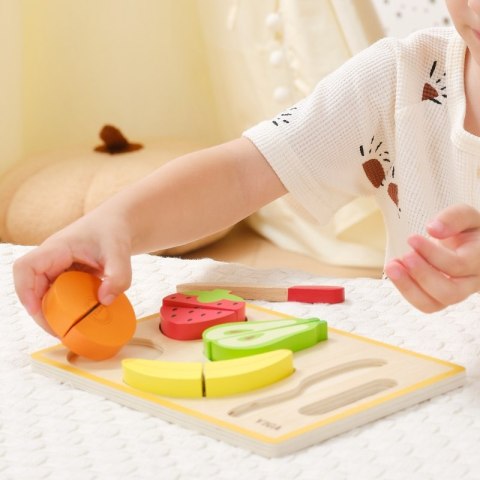 VIGA Drewniana Układanka Edukacyjna Montessori Owoce do Krojenia 18m+