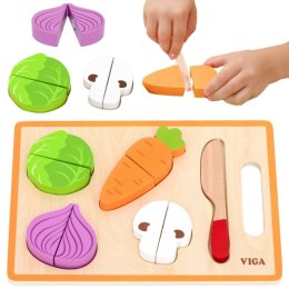 VIGA Drewniana Układanka Edukacyjna Montessori Warzywa do Krojenia 18m+