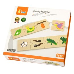 VIGA Drewniane Puzzle Rosnące zwierzątka i rośliny 18m+