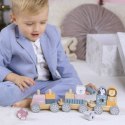 VIGA PolarB Drewniana Kolejka z Wagonikami i Zwierzątkami Do Układania Montessori 18m+