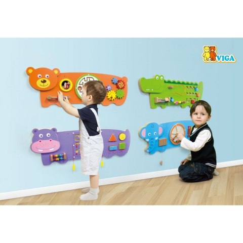 VIGA Tablica Sensoryczna Manipulacyjna Miś Certyfikat FSC Montessori 18m+