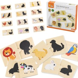 VIGA Zestaw Drewniane Puzzle Układanka Zwierzątka Dopasuj Cienie 18m+
