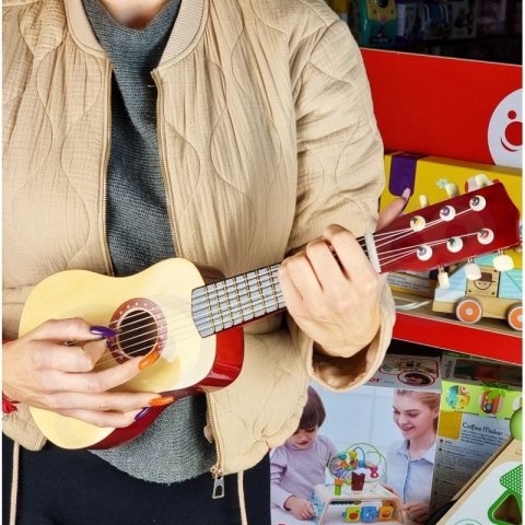 Viga Drewniana gitara dla dzieci Naturalna 21 cali 6 strun 3+
