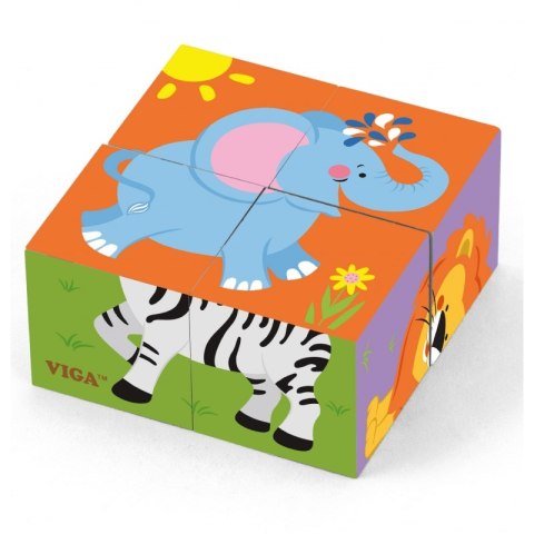Viga Drewniana układanka Zoo Puzzle 4 klocki 2+