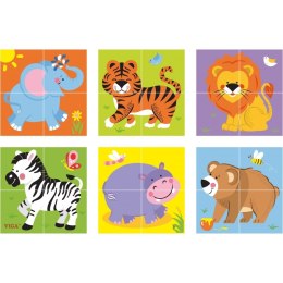 Viga Drewniana układanka Zoo Puzzle 4 klocki 2+