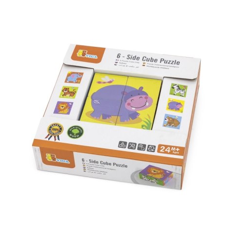 Viga Drewniana układanka Zoo Puzzle 4 klocki 2+
