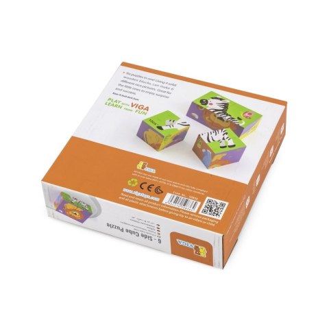 Viga Drewniana układanka Zoo Puzzle 4 klocki 2+
