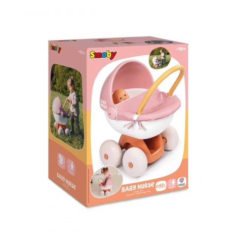 SMOBY Baby Nurse Wózek Głęboki z Plastikowym Daszkiem