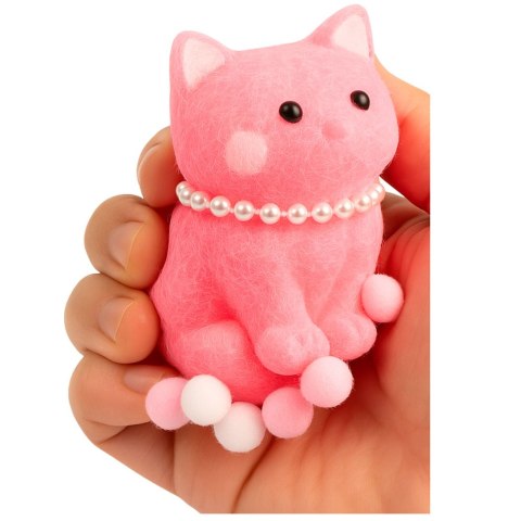 Gniotek Sensoryczny Miękki Kotek Z Perłami Pomponiki Różowy 8cm