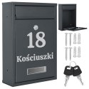 Skrzynka pocztowa na listy Gustav antracyt z napisami