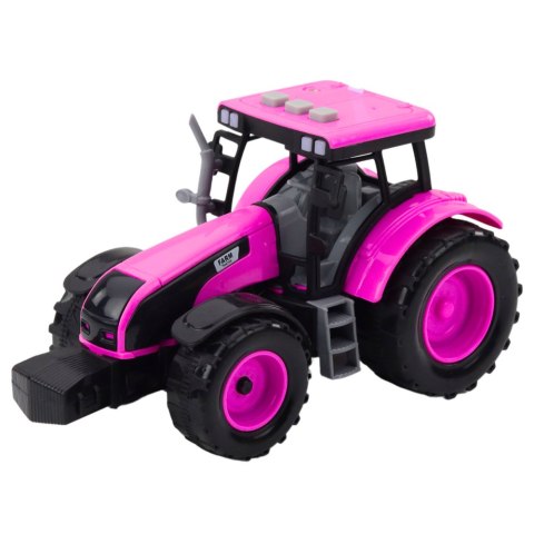 Traktor Farmerski Rolniczy Na Baterie Światła Dźwięki Różowy