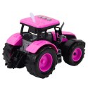 Traktor Farmerski Rolniczy Na Baterie Światła Dźwięki Różowy