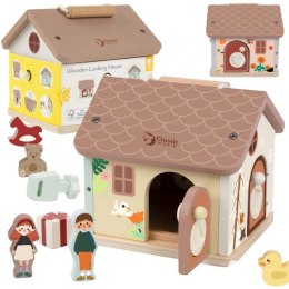 CLASSIC WORLD Drewniany Domek Sensoryczny Edukacyjny z Zamkami Kluczykami 11el. 18m+