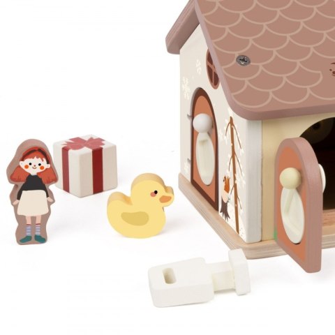 CLASSIC WORLD Drewniany Domek Sensoryczny Edukacyjny z Zamkami Kluczykami 11el. 18m+
