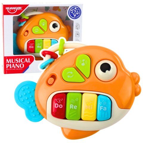 Muzyczne Pianinko Interaktywne Dla Malucha Rybka Koraliki Gryzak Pomarańczowa