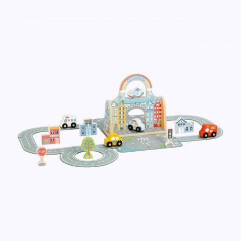 TOOKY TOY Zestaw Mini Miasto Przenośny Zestaw Torba Samochody