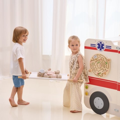 VIGA Duży Drewniany Ambulans Zestaw Karetka Małych Ratowników Akcesoria 25 el. 3+